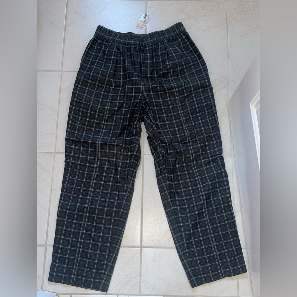 Madewell plaid pants size M, elastic waistband with button and zipper, NWT